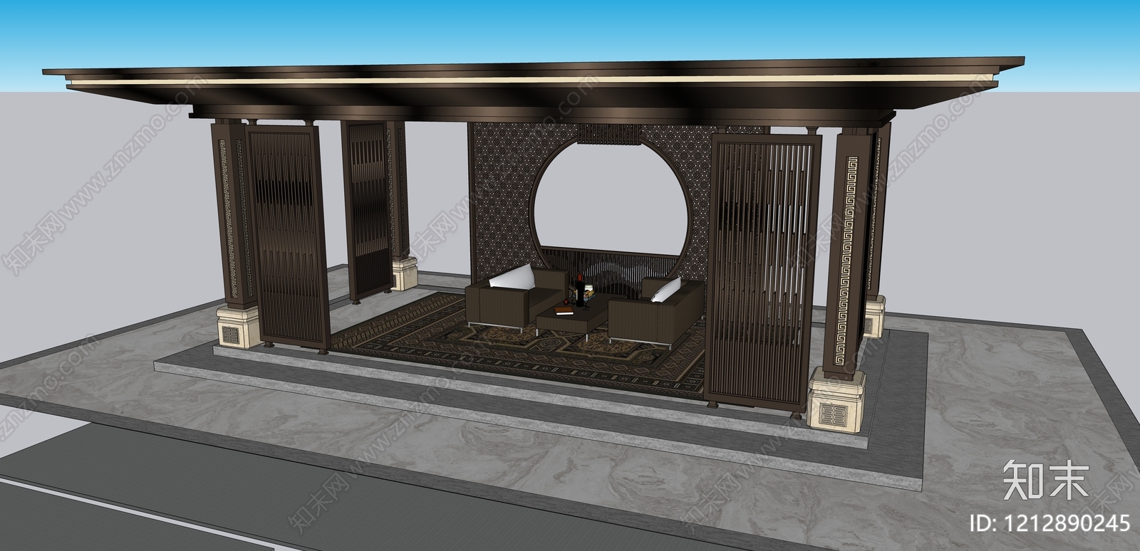 新中式小公建SU模型下载【ID:1212890245】