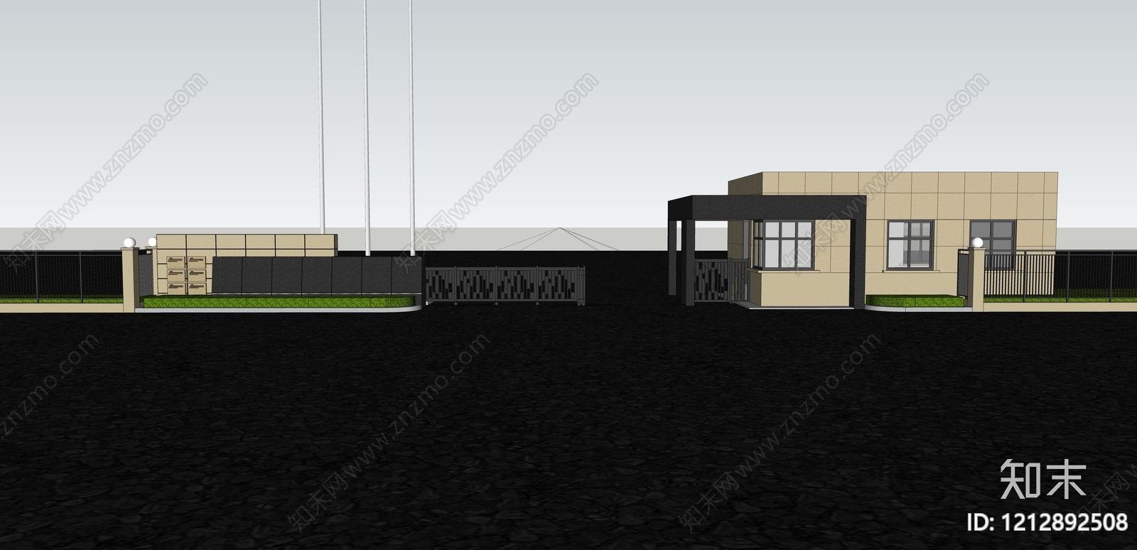 现代简约门卫室SU模型下载【ID:1212892508】