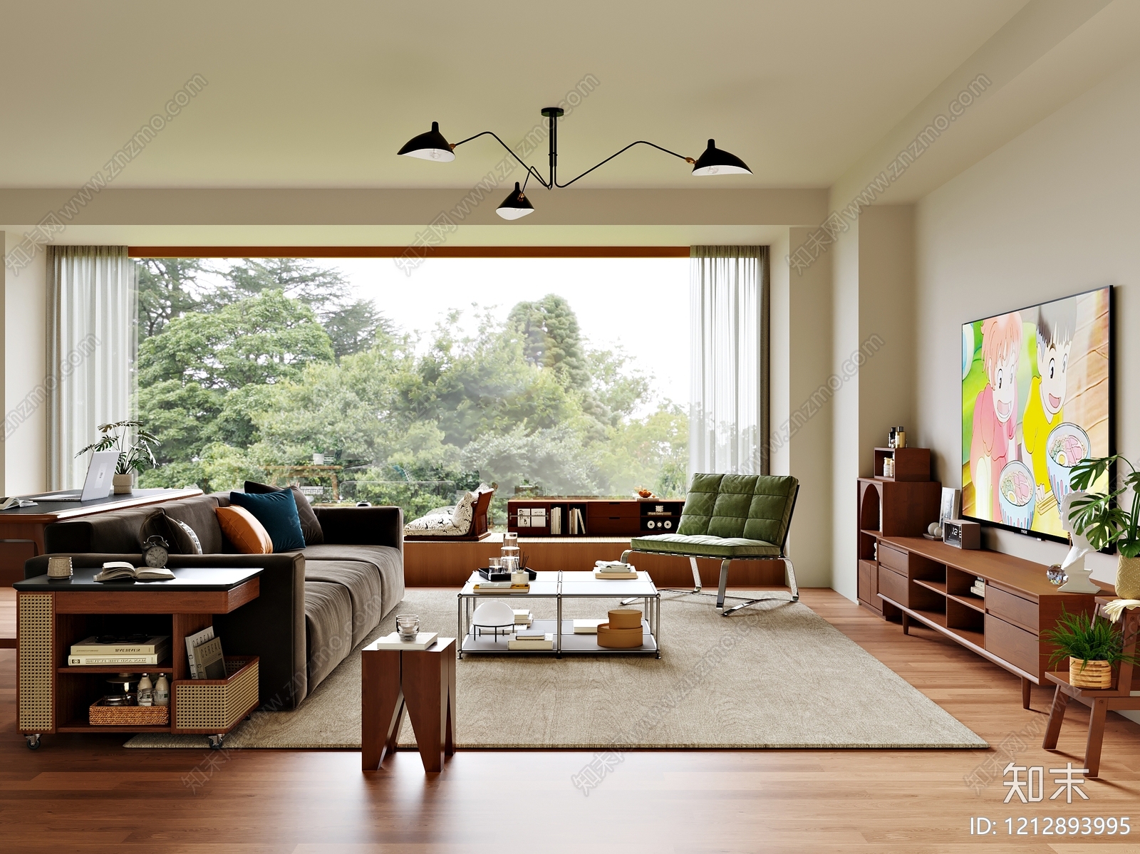 日式家居客厅3D模型下载【ID:1212893995】