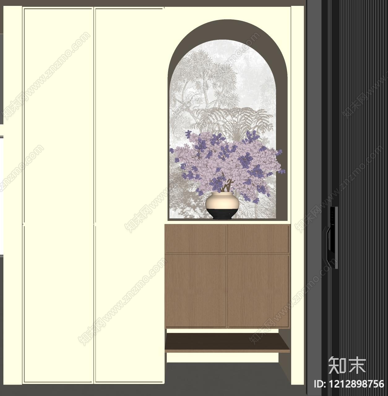 奶油风玄关SU模型下载【ID:1212898756】