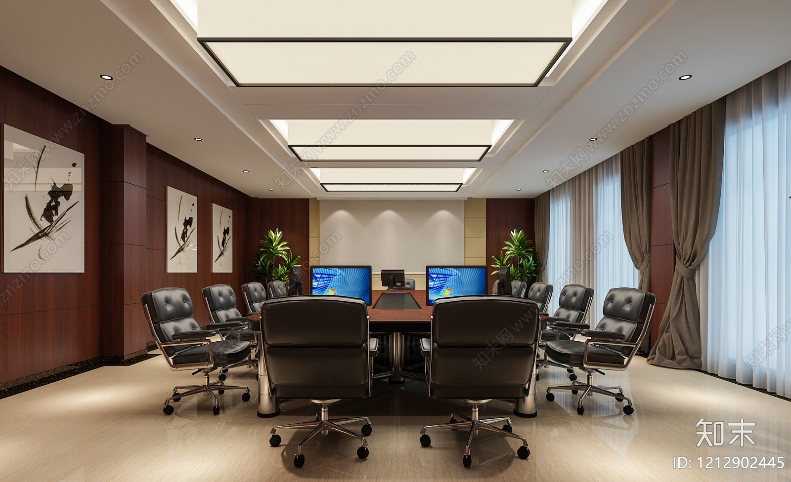 现代简约会议室3D模型下载【ID:1212902445】