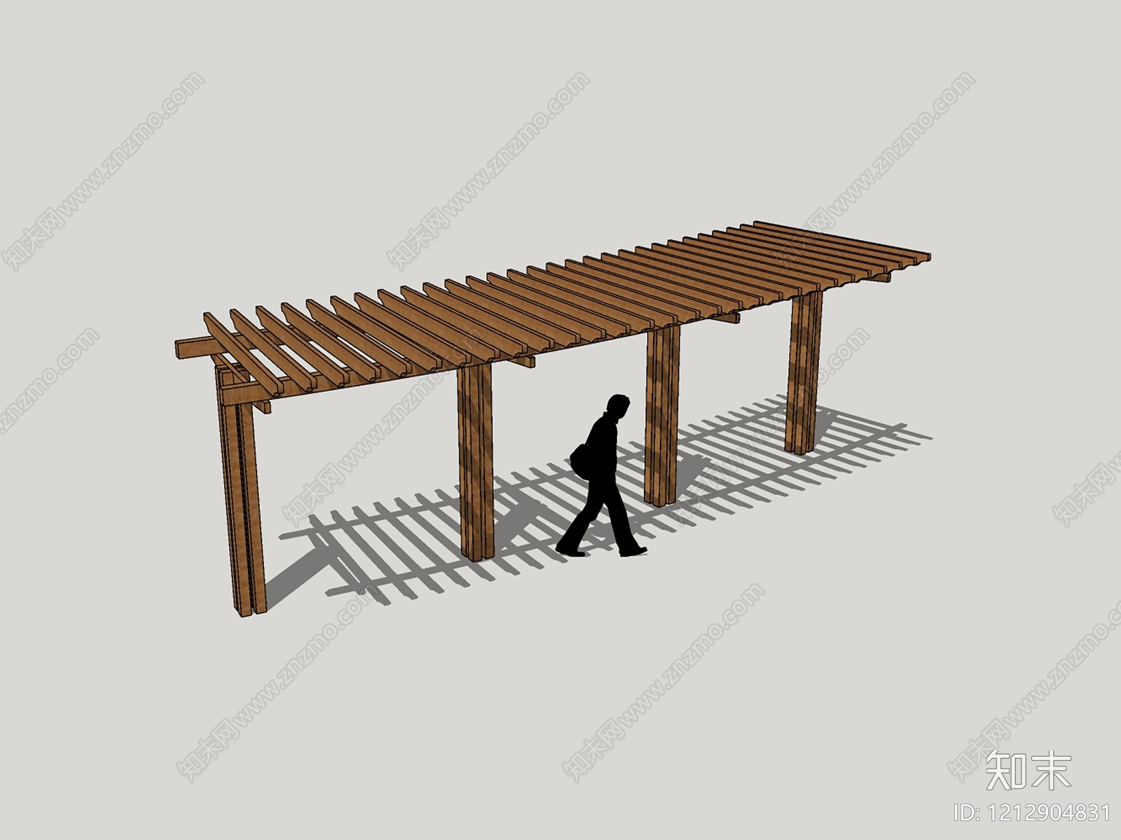原木风廊架SU模型下载【ID:1212904831】