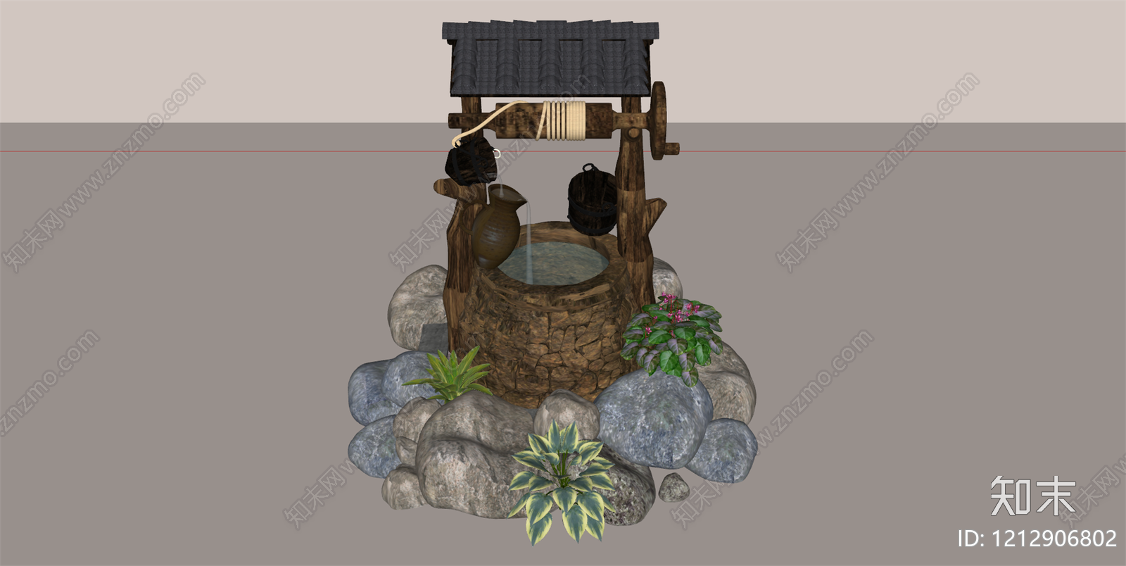 新中式景观乡村庭院SU模型下载【ID:1212906802】
