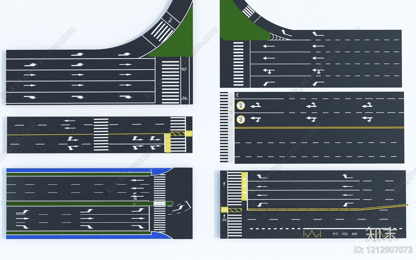 现代交通标线设计道路SU模型下载【ID:1212907073】
