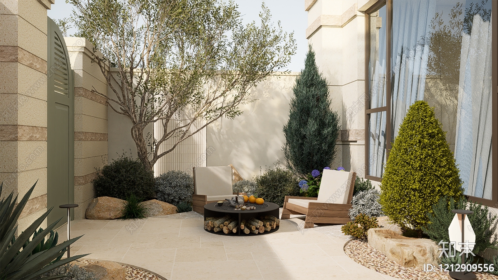 现代简约别墅庭院SU模型下载【ID:1212909556】