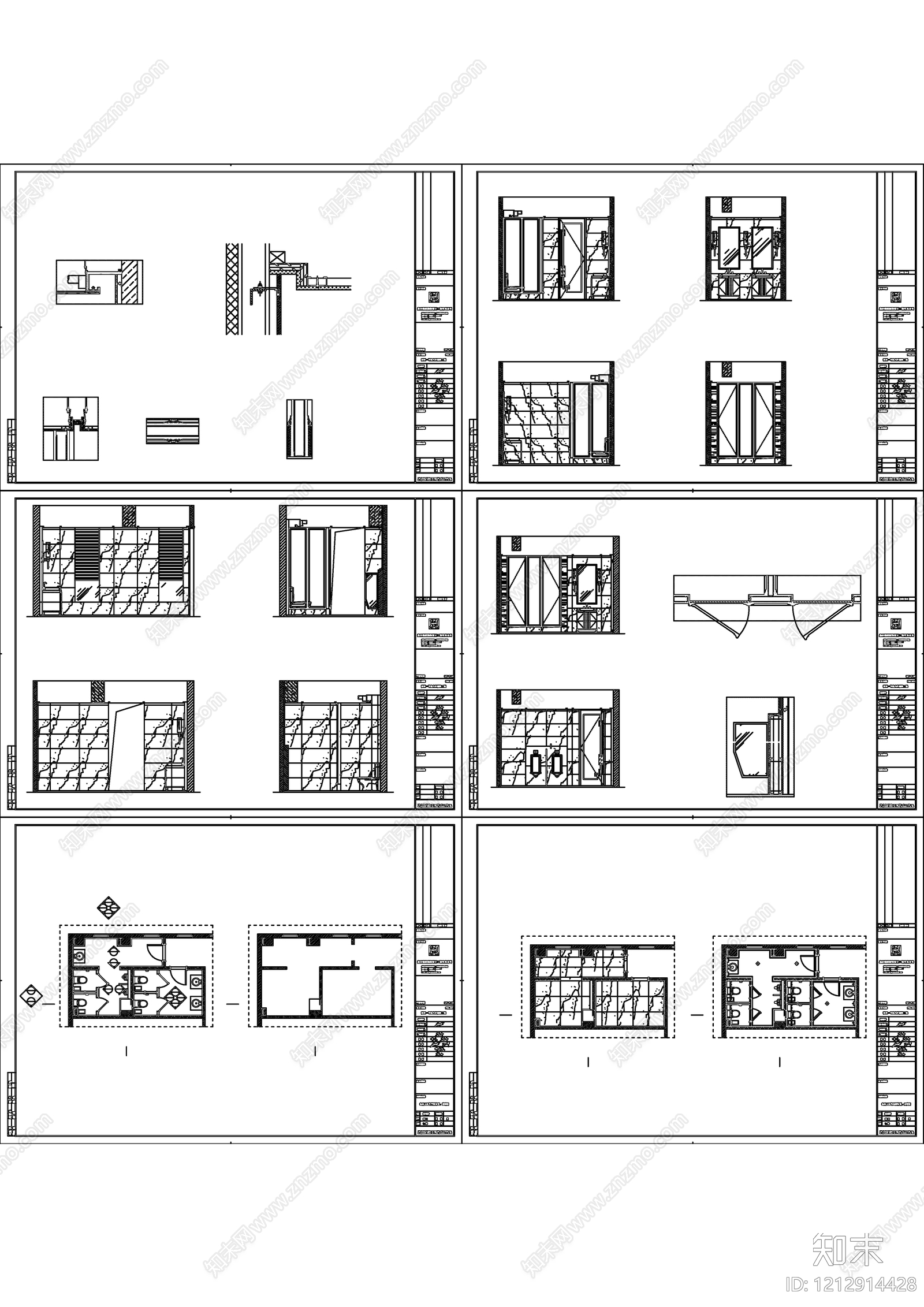 现代公共卫生间施工图下载【ID:1212914428】