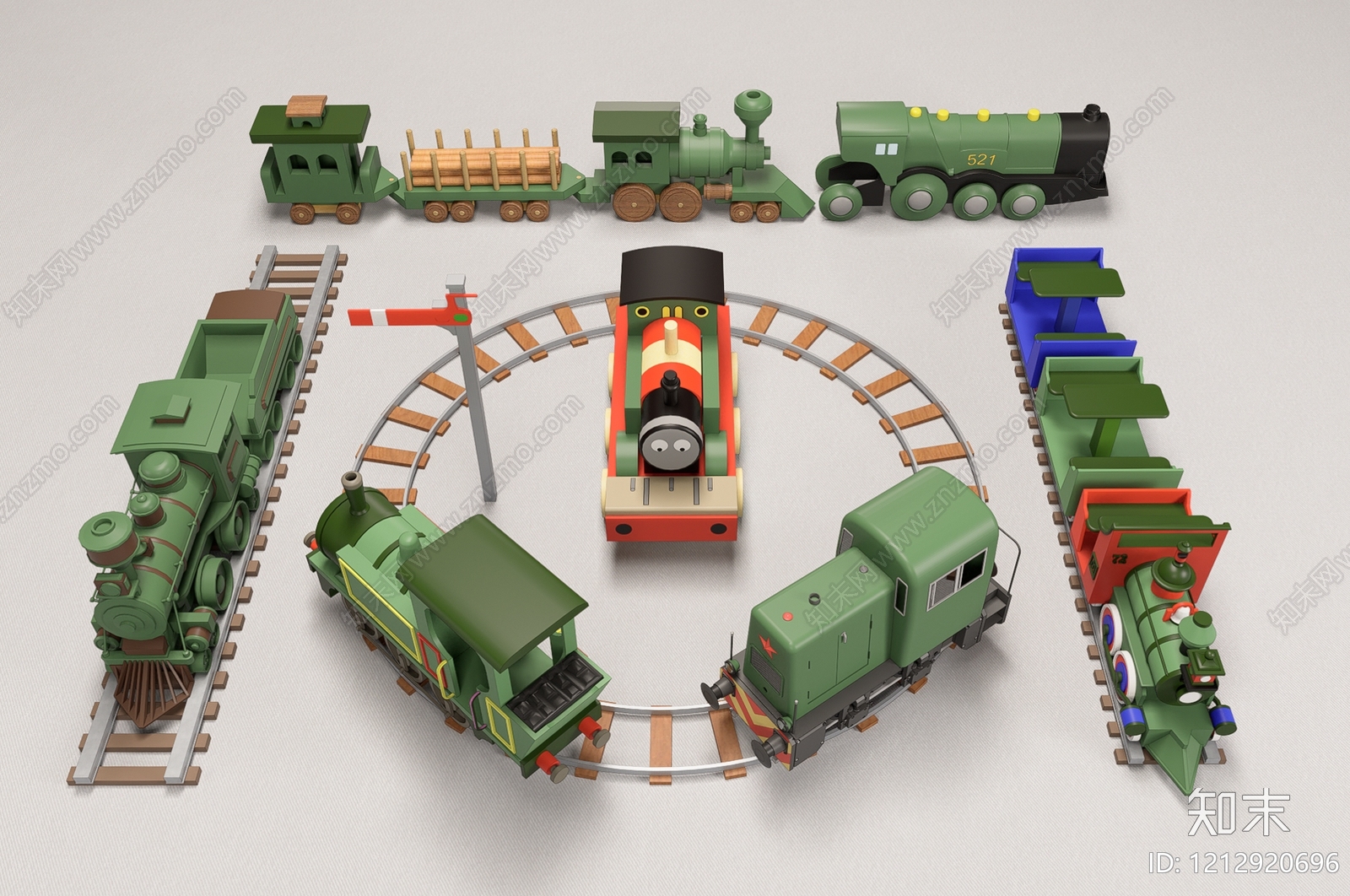 卡通复古风火车SU模型下载【ID:1212920696】