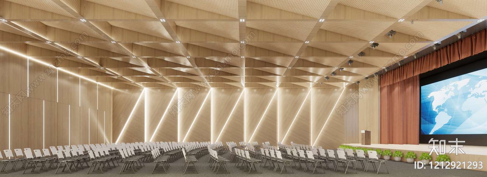 原木风报告厅SU模型下载【ID:1212921293】