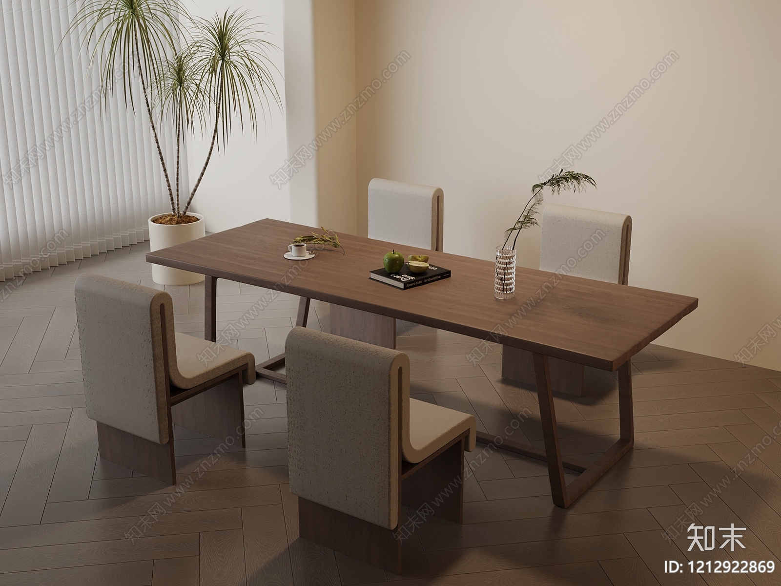 现代简约餐桌椅3D模型下载【ID:1212922869】