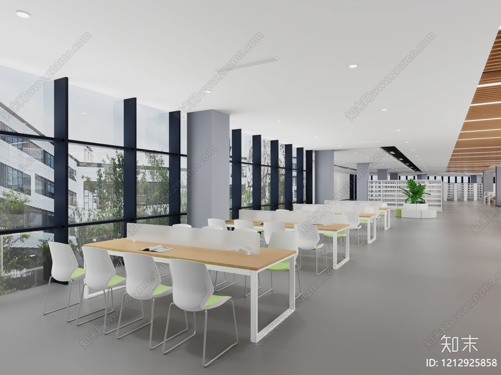 现代简约图书馆3D模型下载【ID:1212925858】