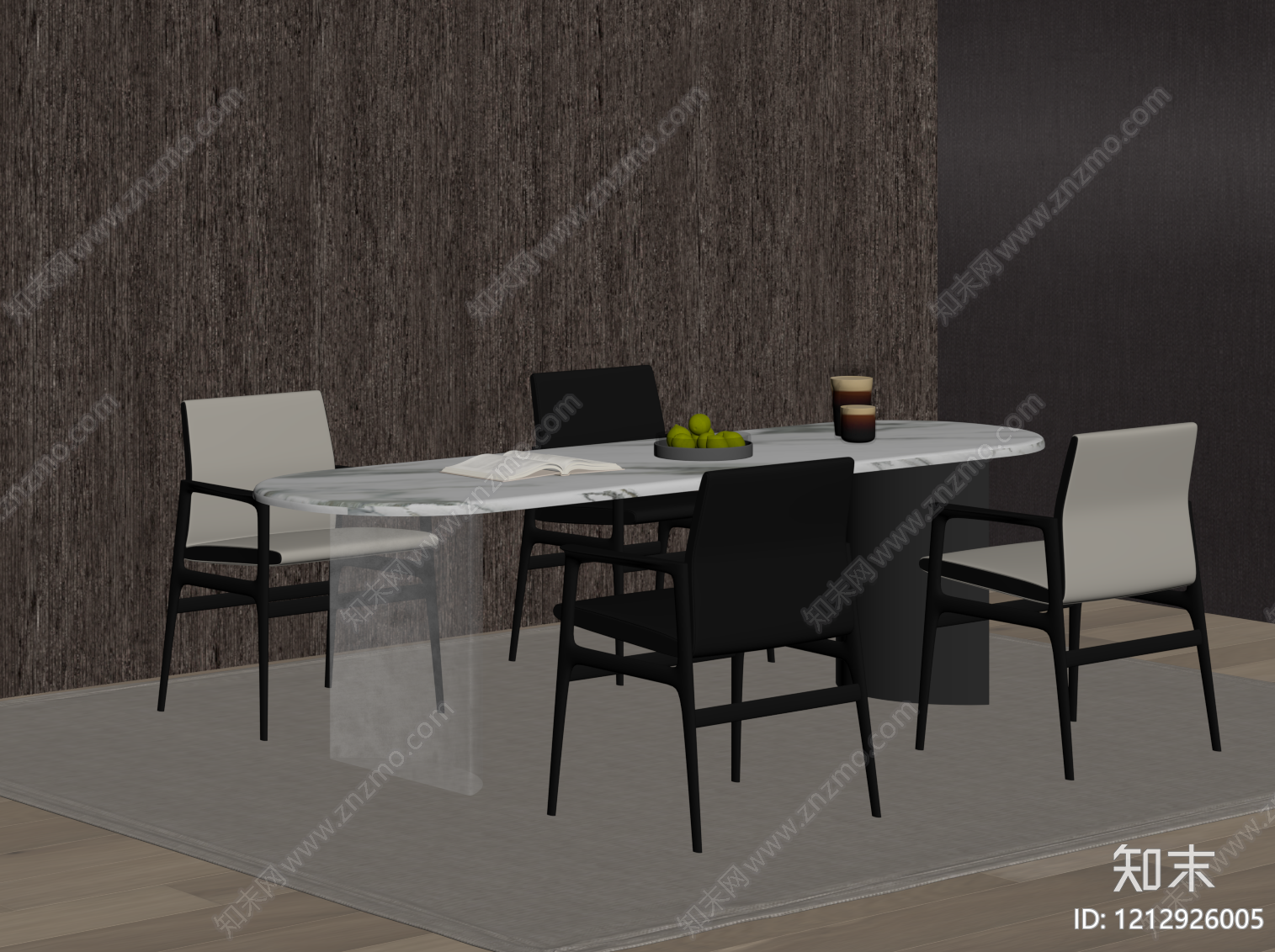 现代简约餐桌椅SU模型下载【ID:1212926005】