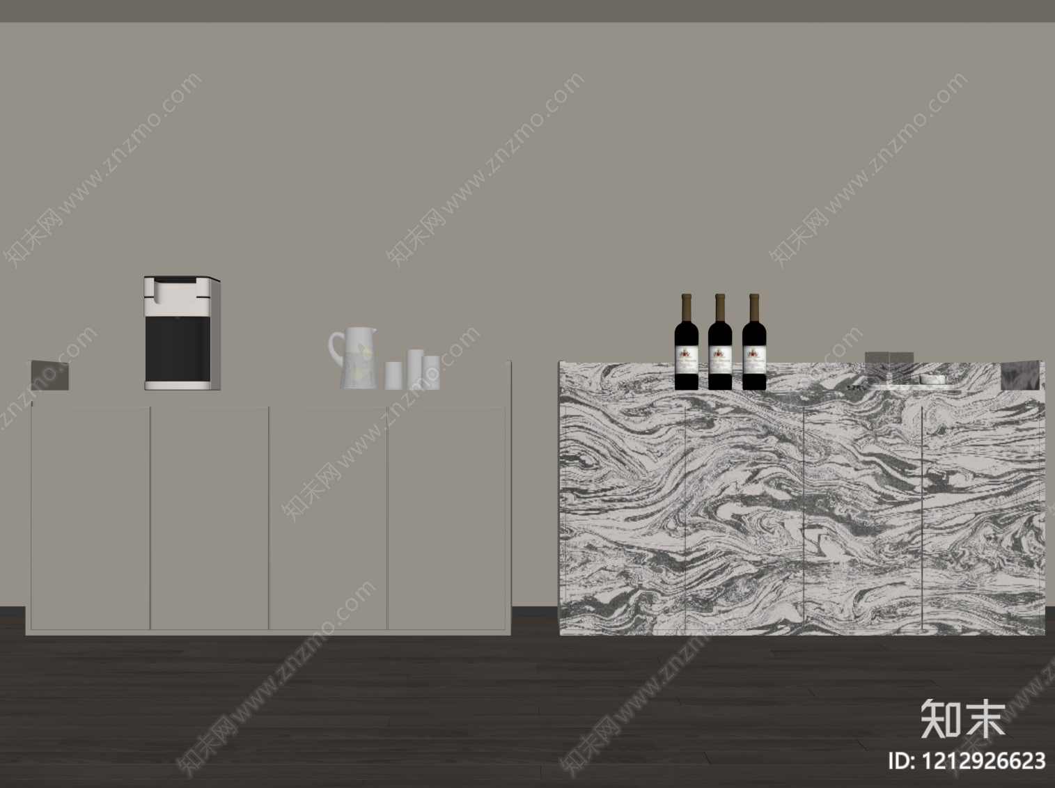 现代简约餐边柜SU模型下载【ID:1212926623】