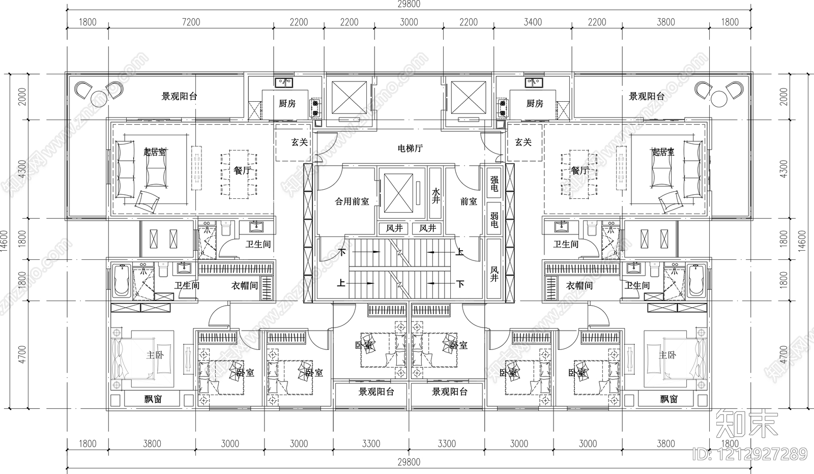 现代轻奢住宅楼建筑施工图下载【ID:1212927289】