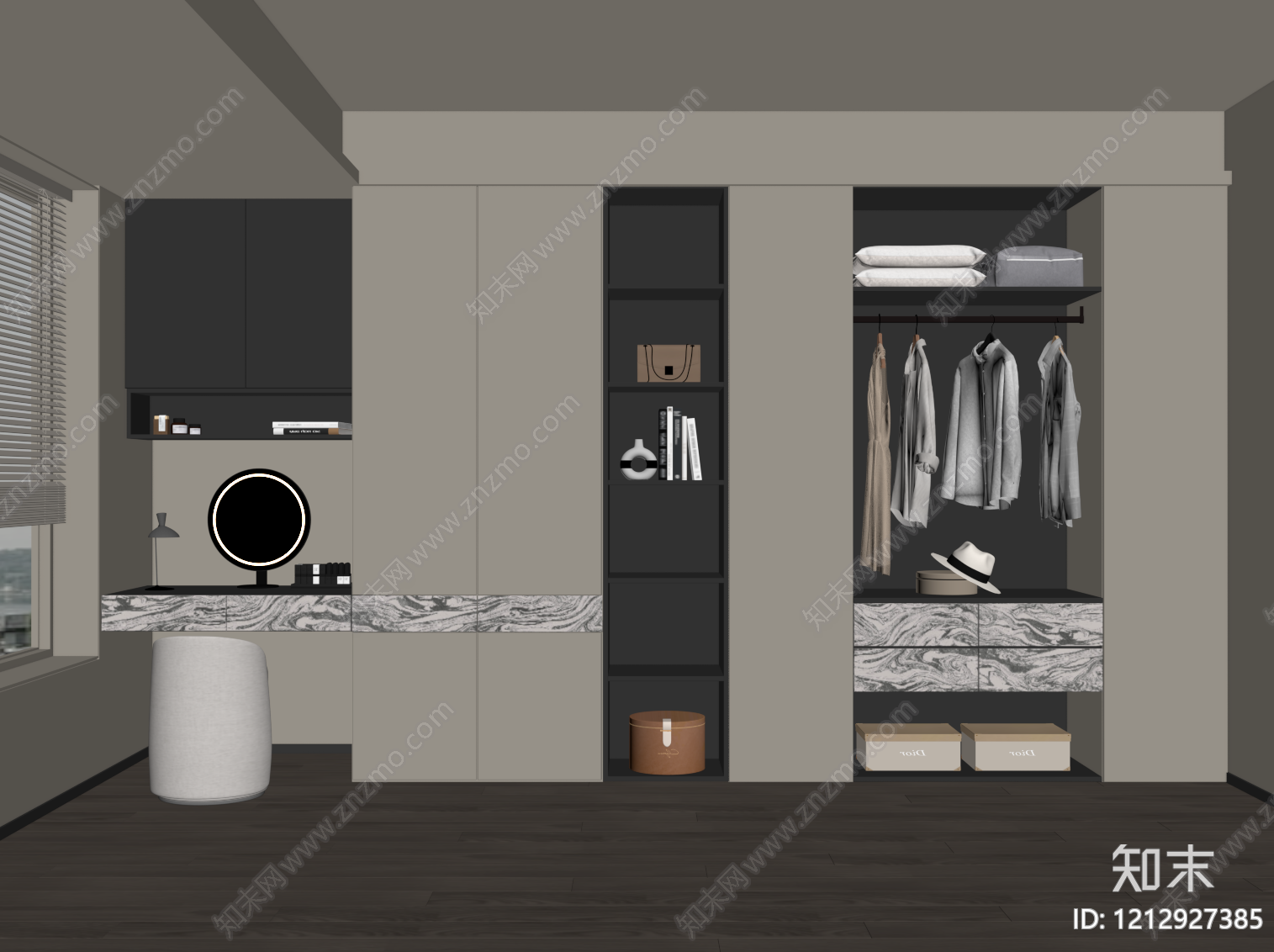 现代简约衣帽间SU模型下载【ID:1212927385】