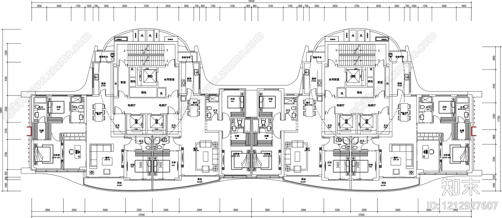 现代轻奢住宅楼建筑施工图下载【ID:1212927607】