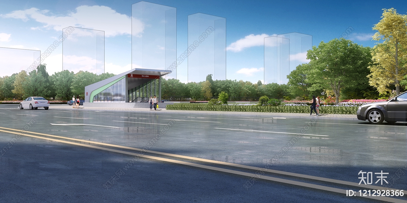 现代主义车站外观3D模型下载【ID:1212928366】