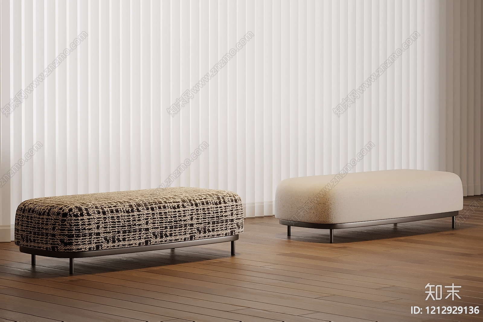 现代简约沙发凳3D模型下载【ID:1212929136】