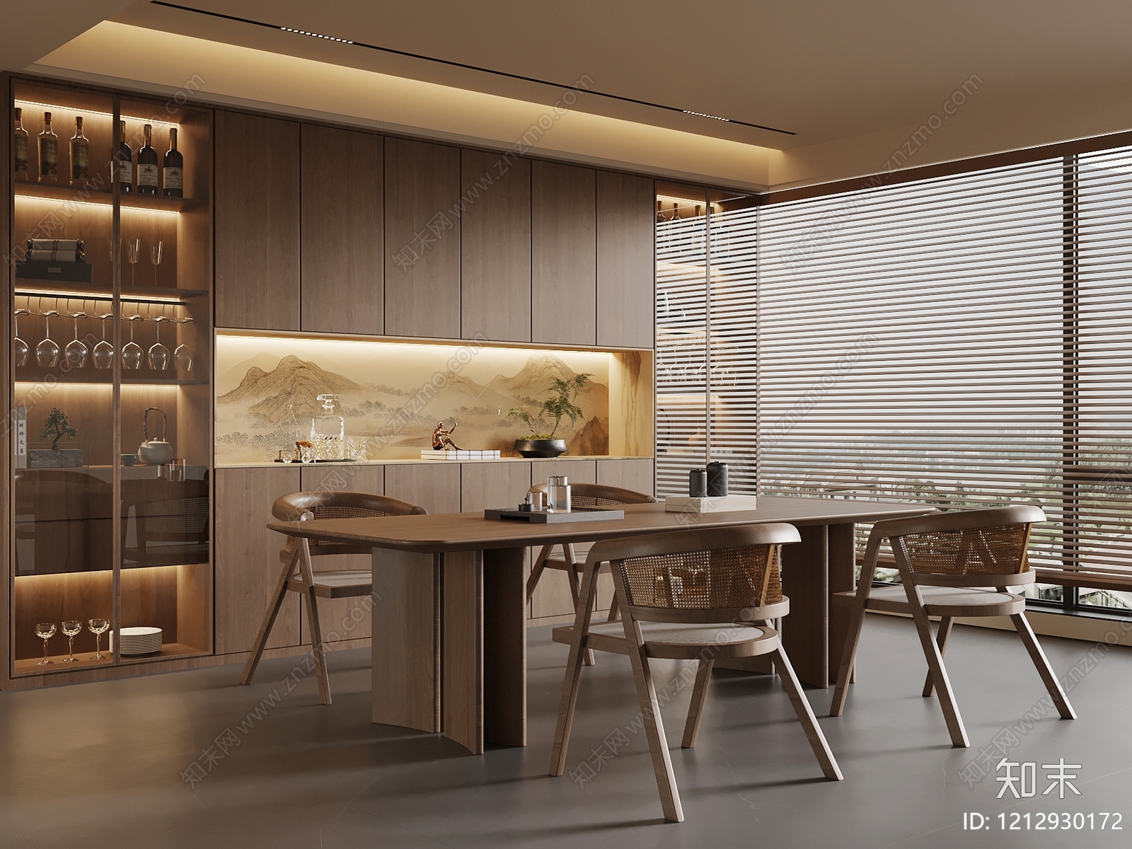 新中式家居餐厅3D模型下载【ID:1212930172】