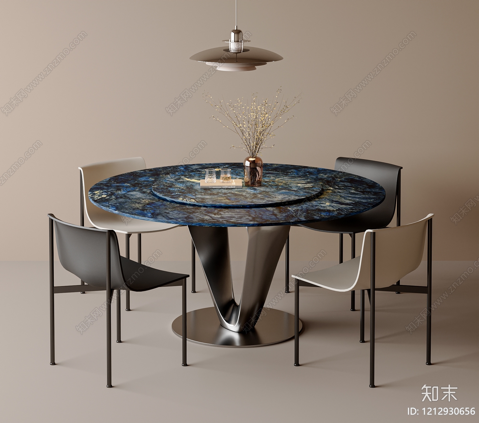 现代简约餐桌椅3D模型下载【ID:1212930656】