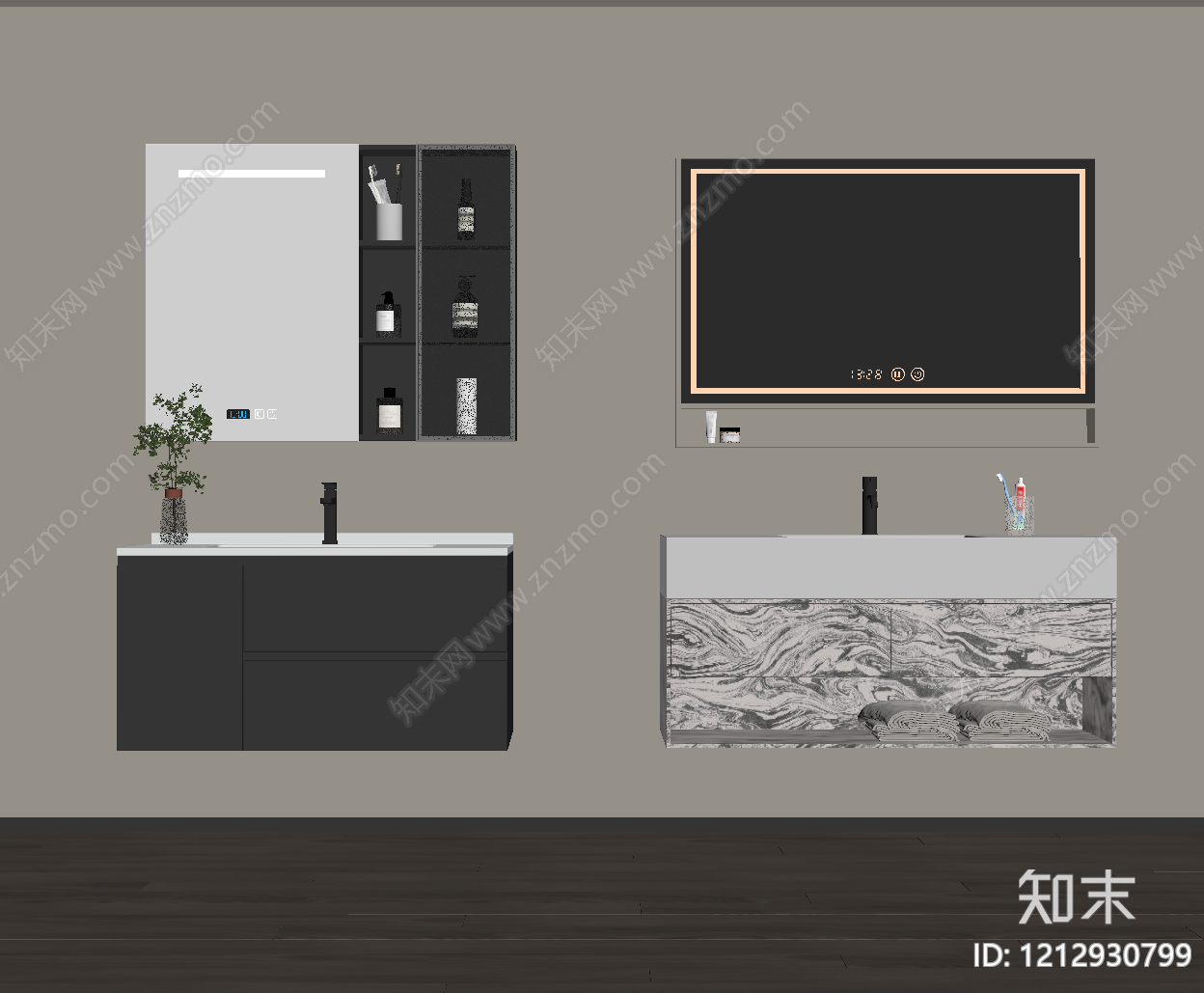 现代简约洗衣机柜SU模型下载【ID:1212930799】