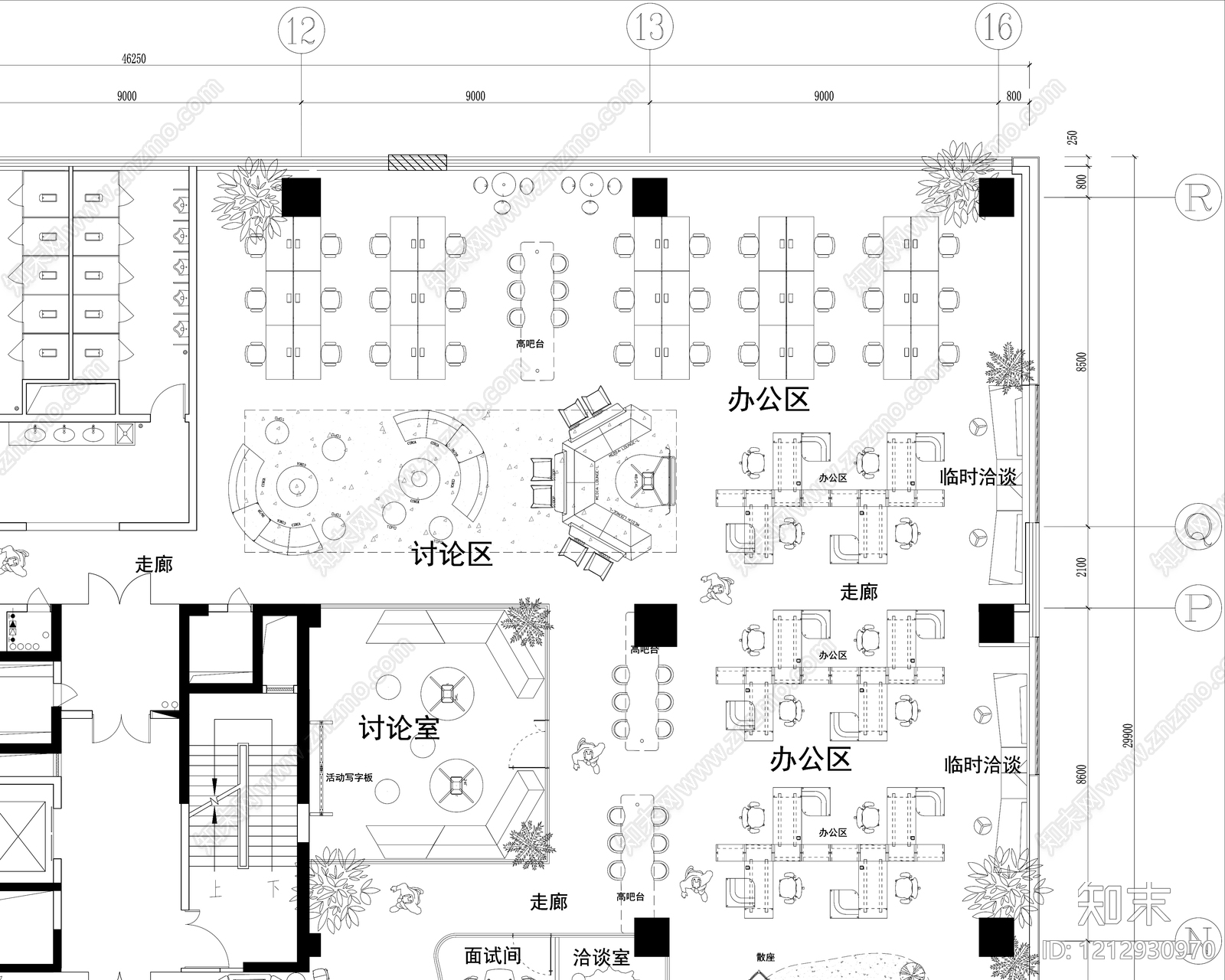 办公大堂cad施工图下载【ID:1212930970】