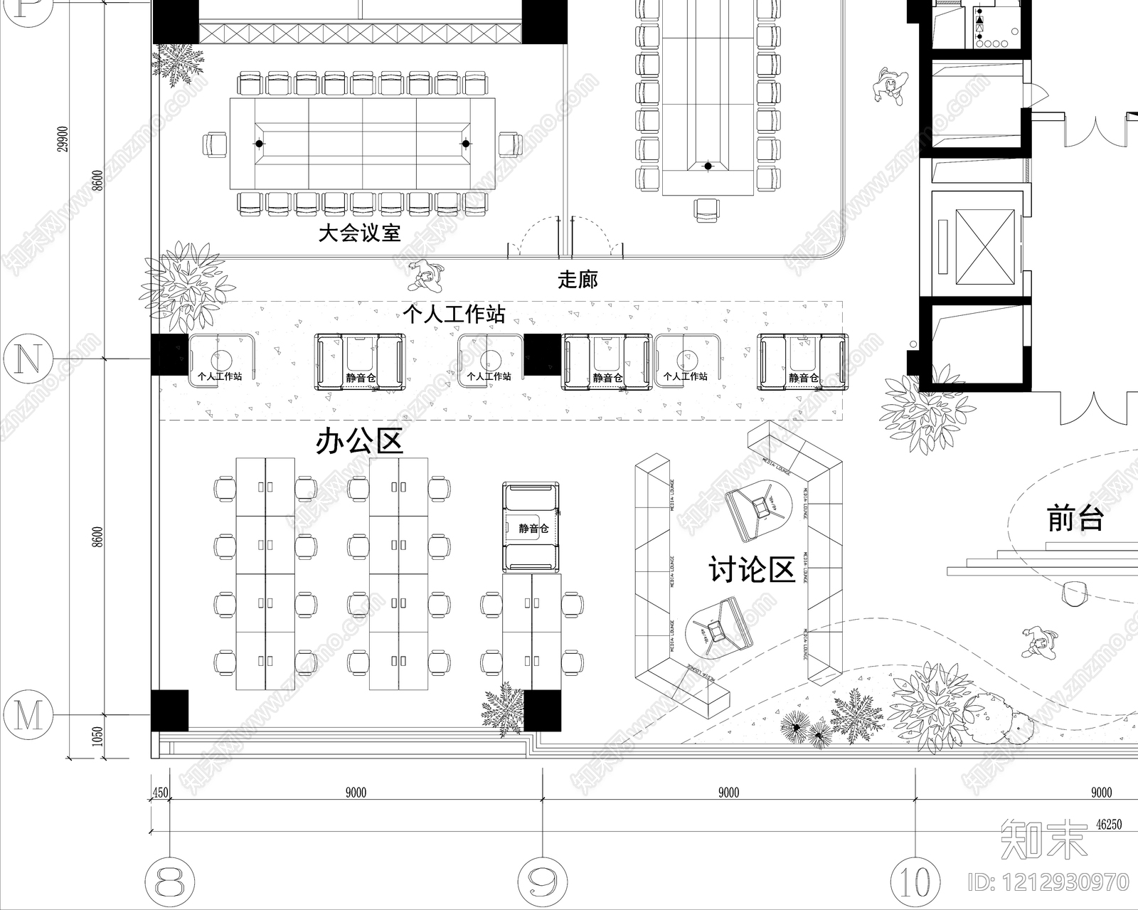 办公大堂cad施工图下载【ID:1212930970】