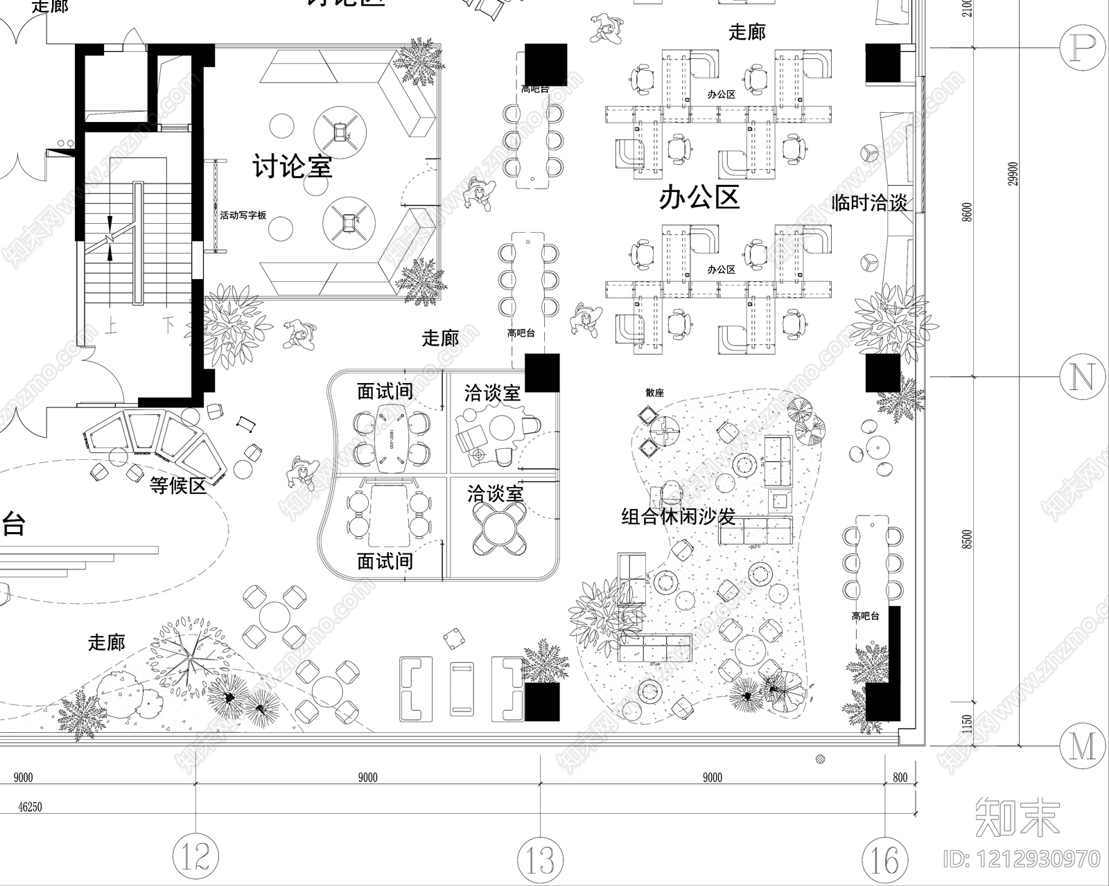 办公大堂cad施工图下载【ID:1212930970】