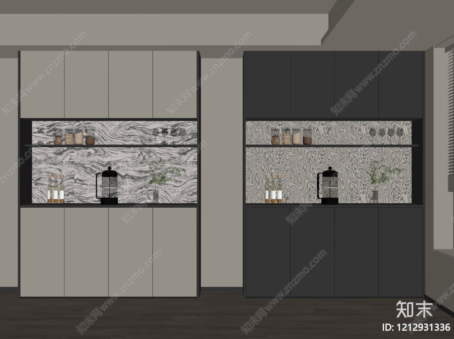 现代简约餐边柜SU模型下载【ID:1212931336】
