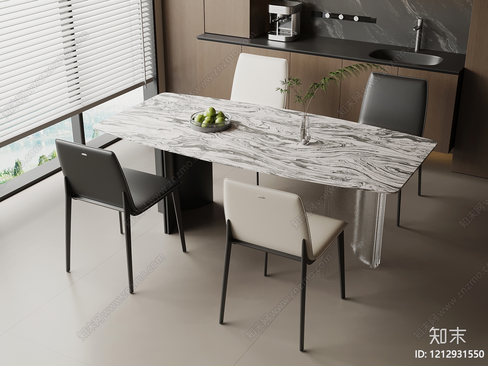 现代极简餐桌椅3D模型下载【ID:1212931550】