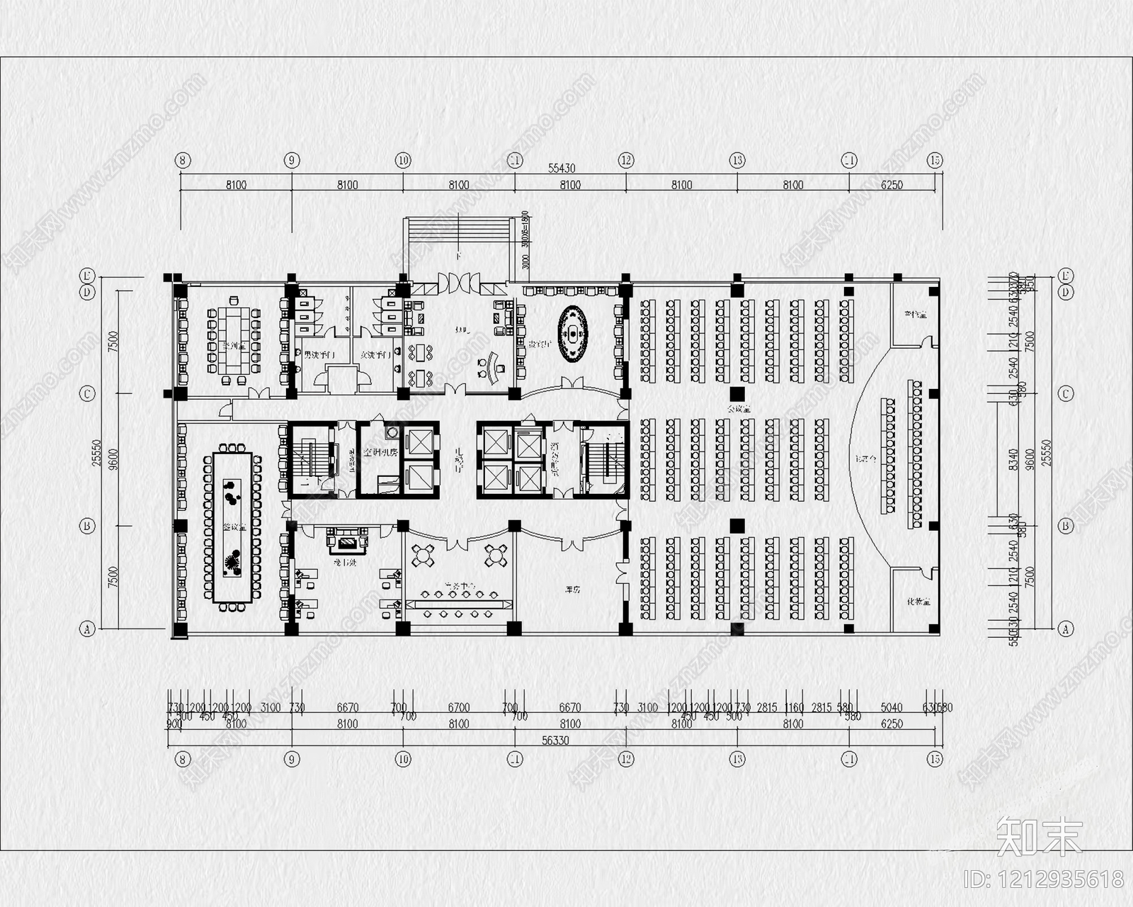 15套会议室报告厅多功能厅大会议室CAD图纸cad施工图下载【ID:1212935618】