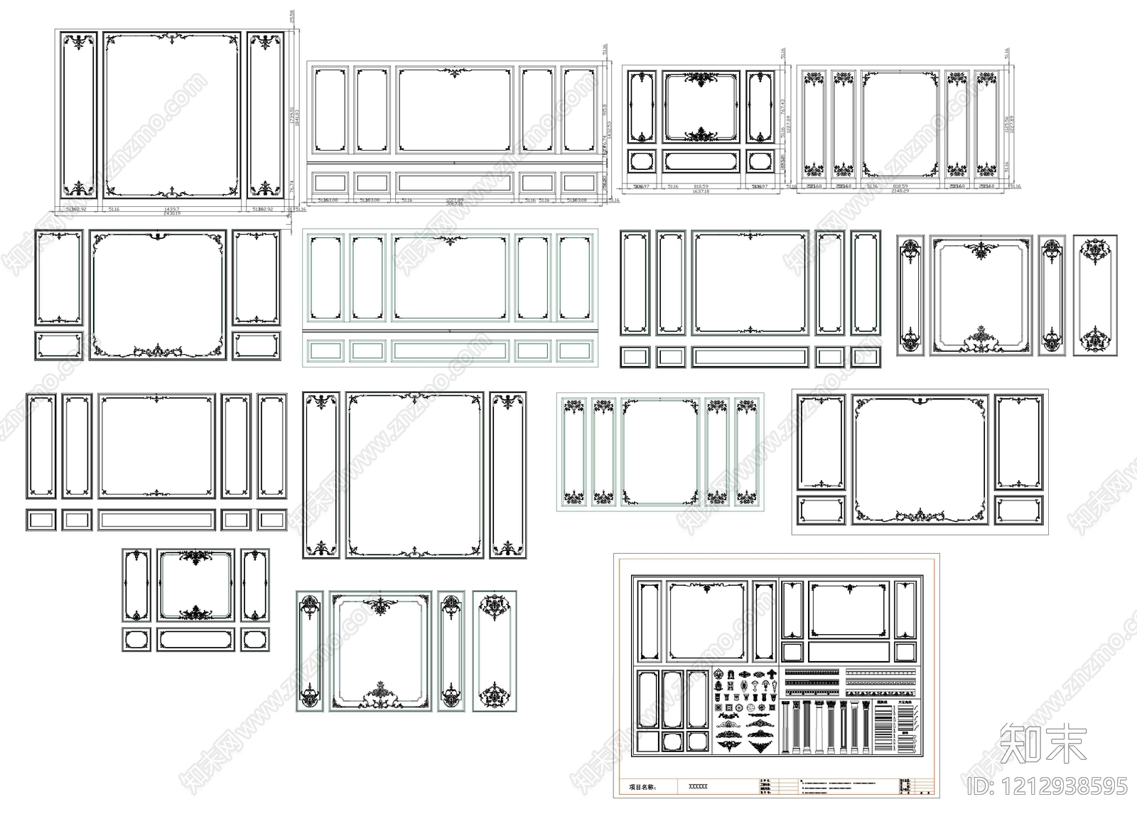 现代装饰线条施工图下载【ID:1212938595】