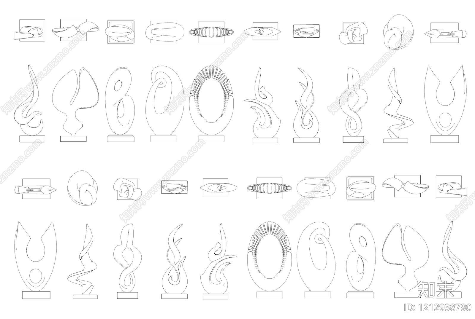 现代景观雕塑图库施工图下载【ID:1212938790】