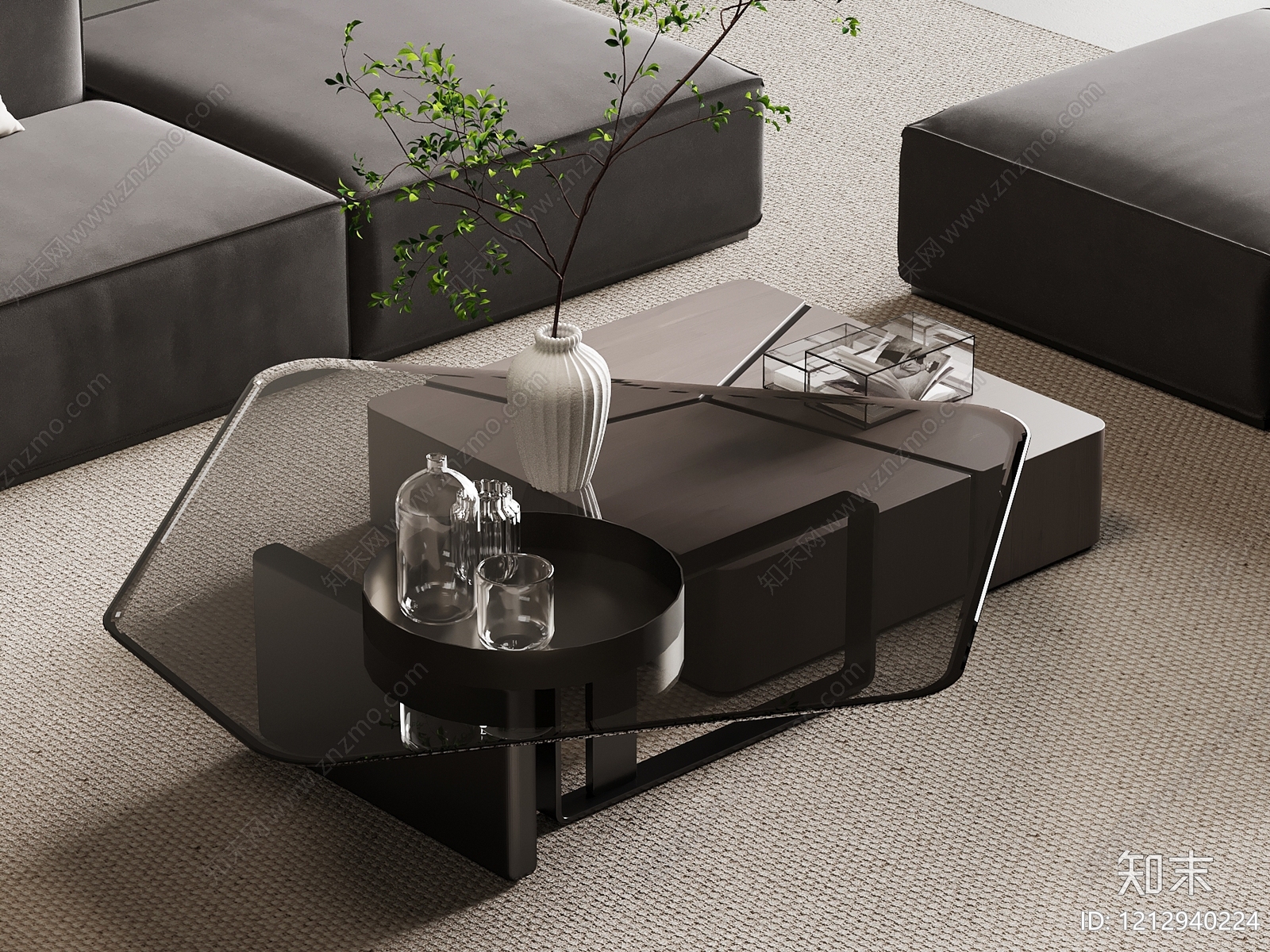极简茶几3D模型下载【ID:1212940224】
