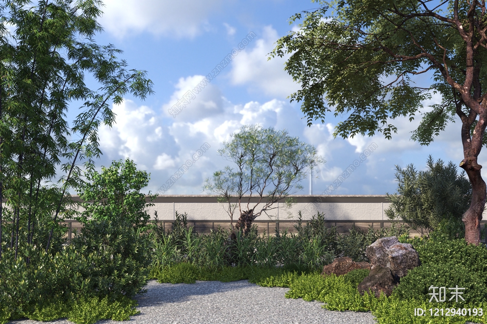 新中式景观屋顶花园3D模型下载【ID:1212940193】