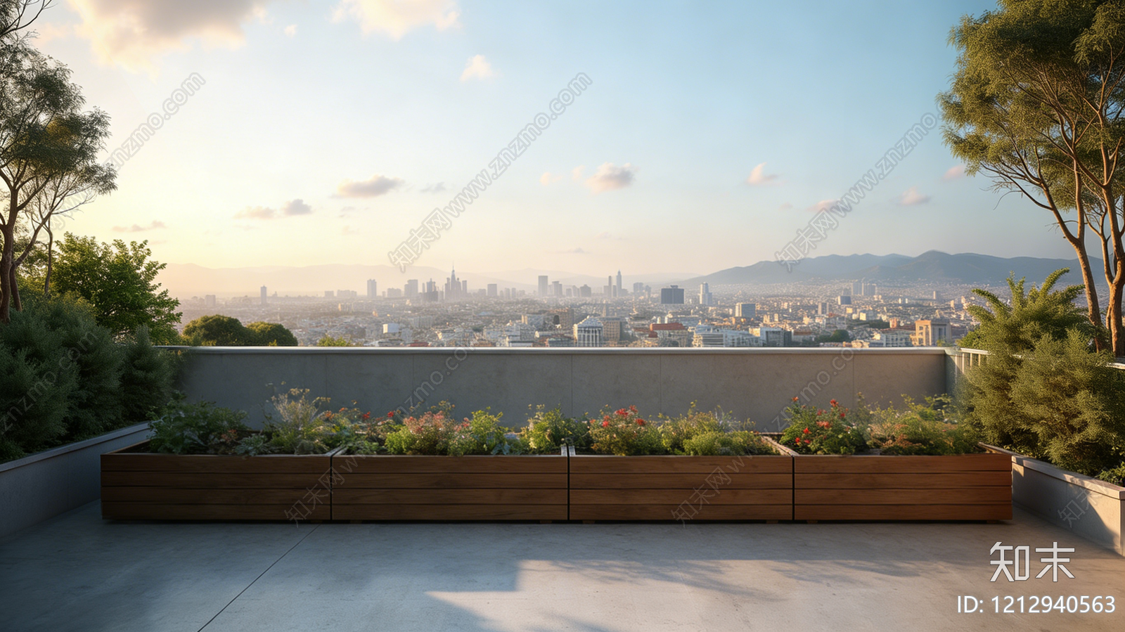 现代新中式城市背景贴图下载【ID:1212940563】