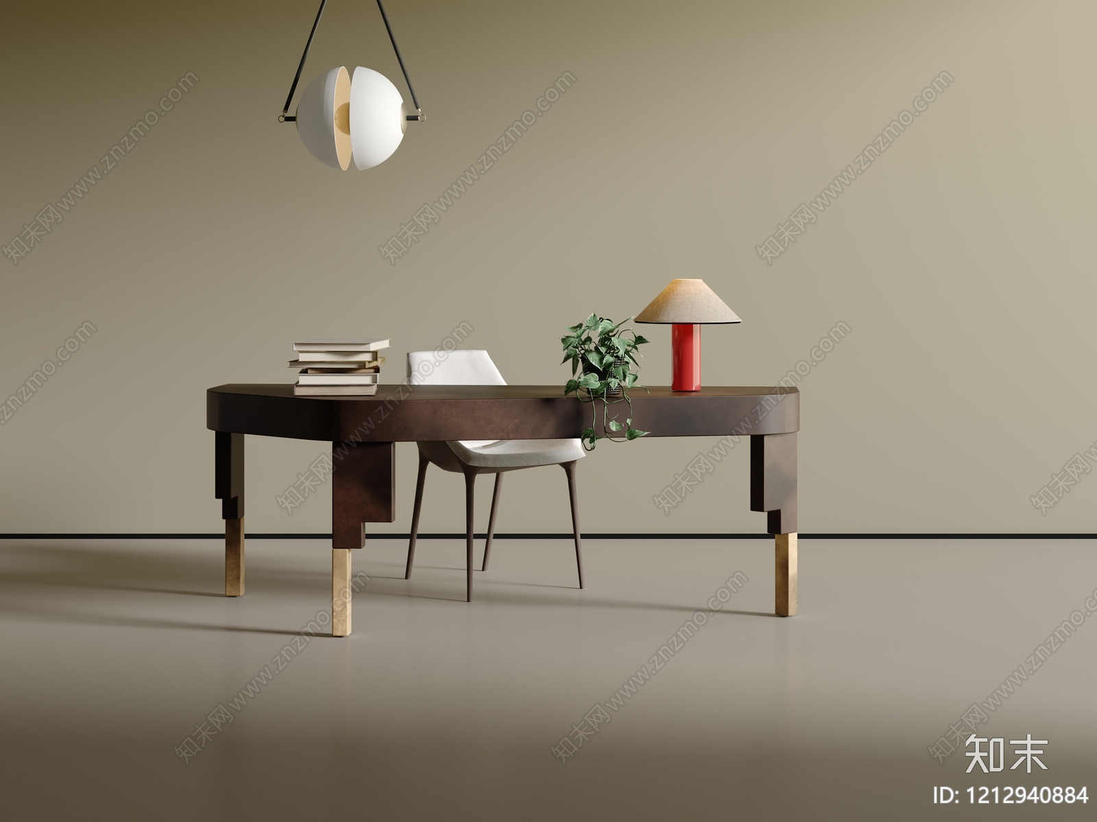现代简约书桌3D模型下载【ID:1212940884】