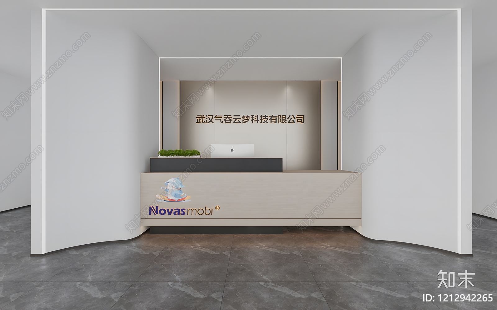 极简办公大厅3D模型下载【ID:1212942265】
