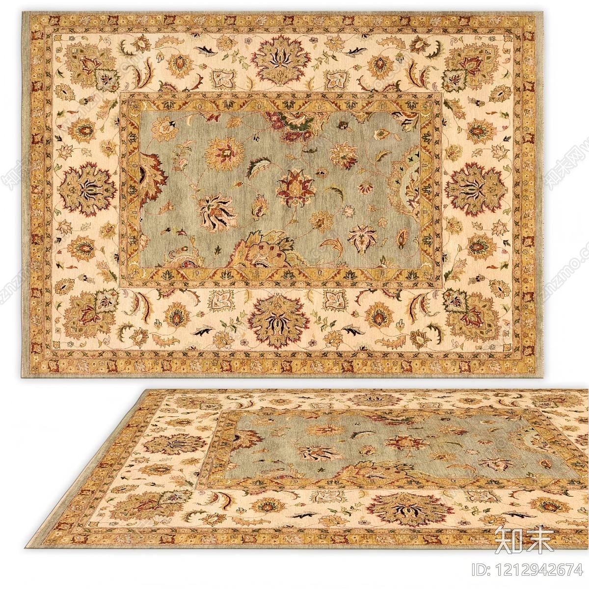 美式毛绒地毯3D模型下载【ID:1212942674】