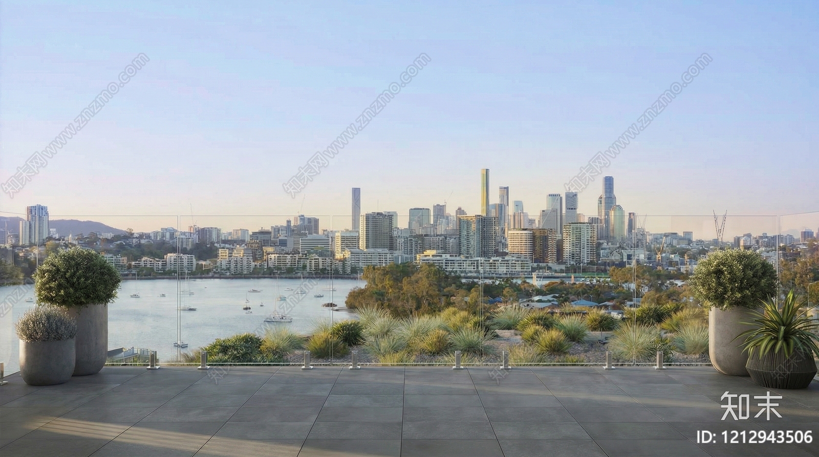 现代新中式城市背景贴图下载【ID:1212943506】