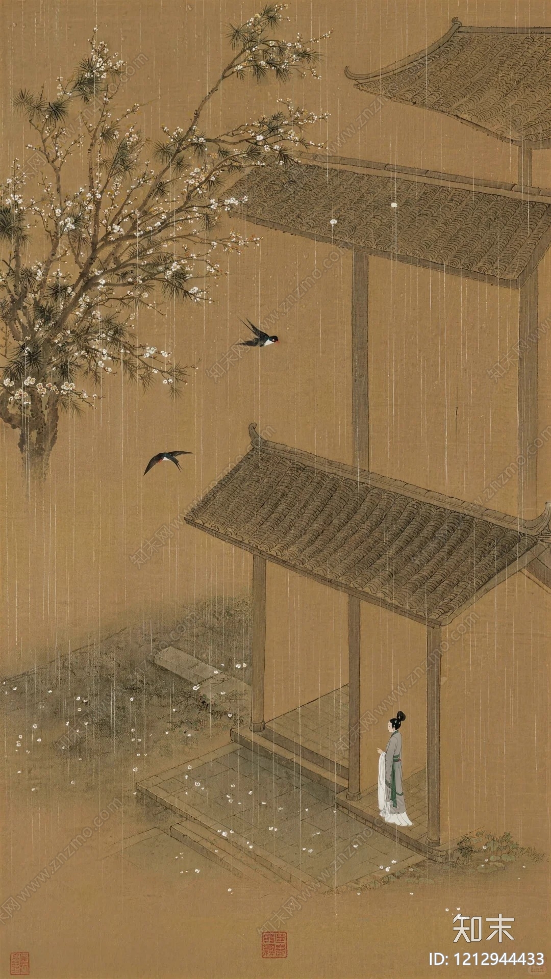 新中式山水画贴图下载【ID:1212944433】