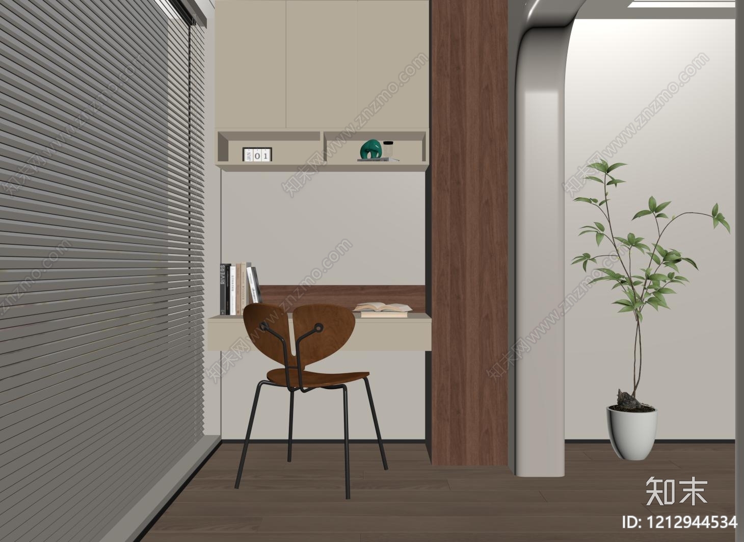 奶油风书桌椅SU模型下载【ID:1212944534】