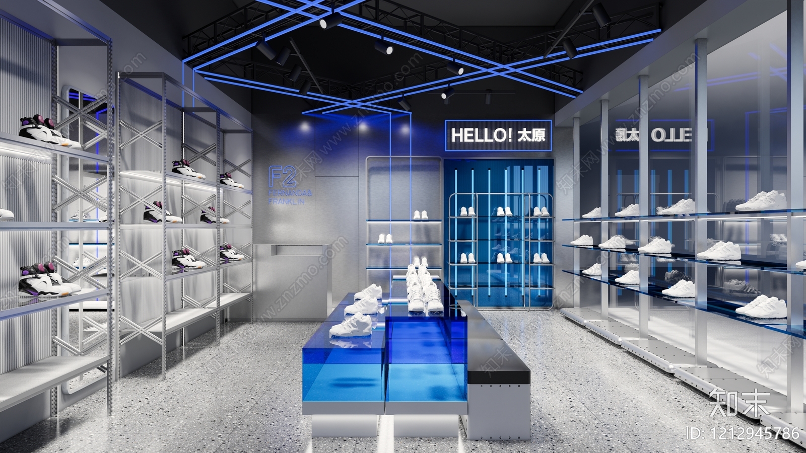 现代鞋店cad施工图下载【ID:1212945786】