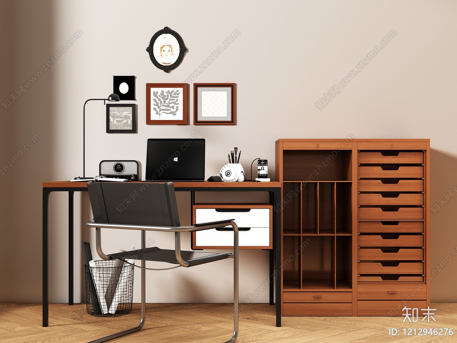 现代简约书桌椅3D模型下载【ID:1212946276】