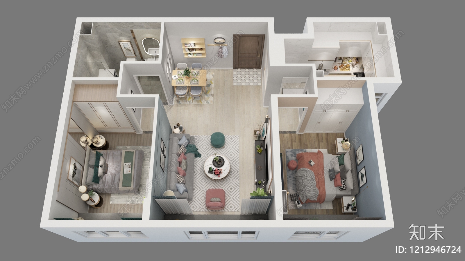 北欧风公寓3D模型下载【ID:1212946724】