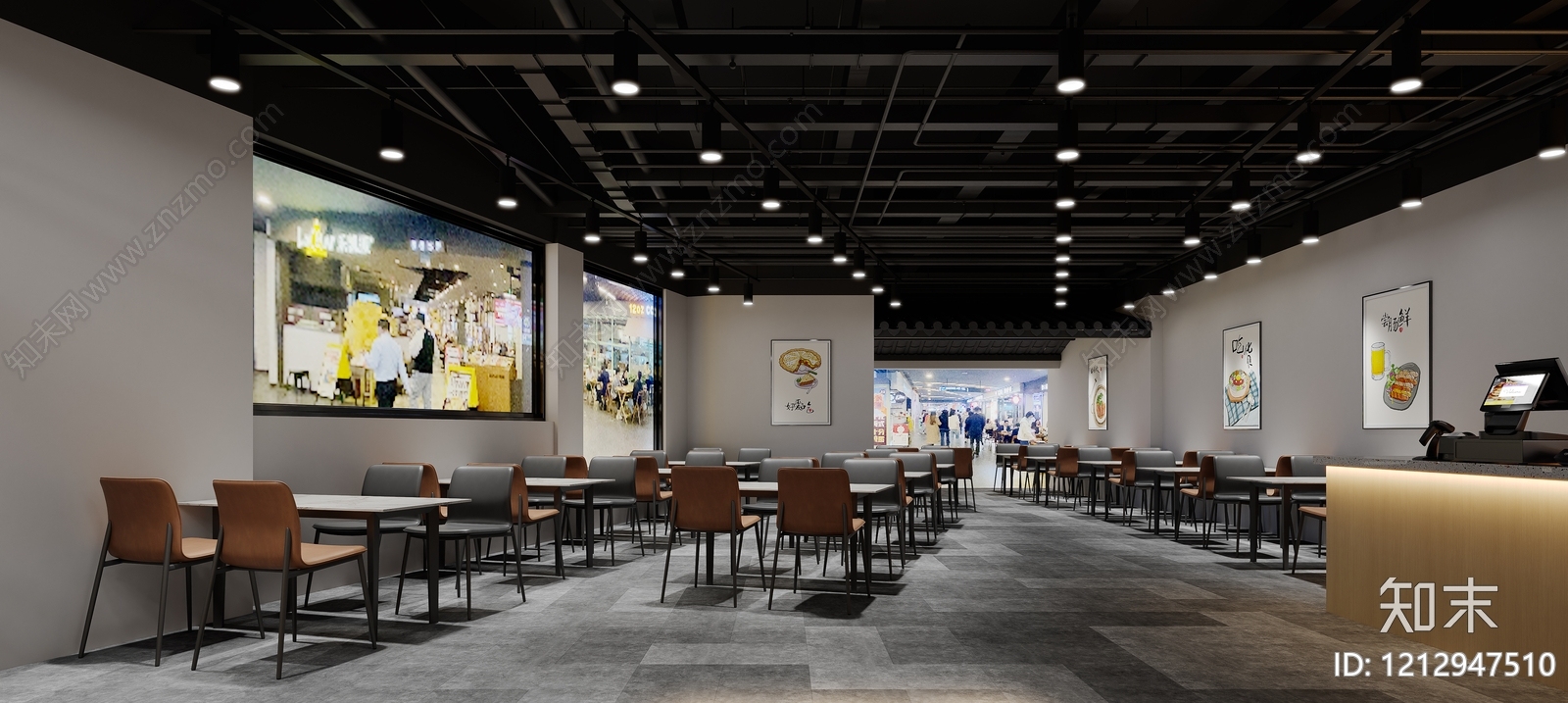 现代简约快餐店3D模型下载【ID:1212947510】