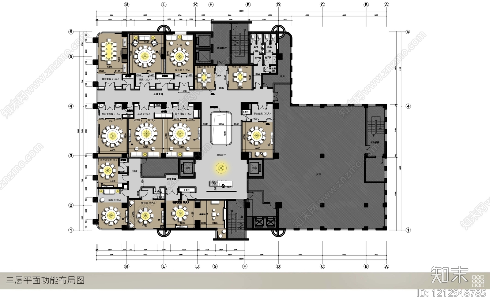 中餐厅施工图下载【ID:1212948785】