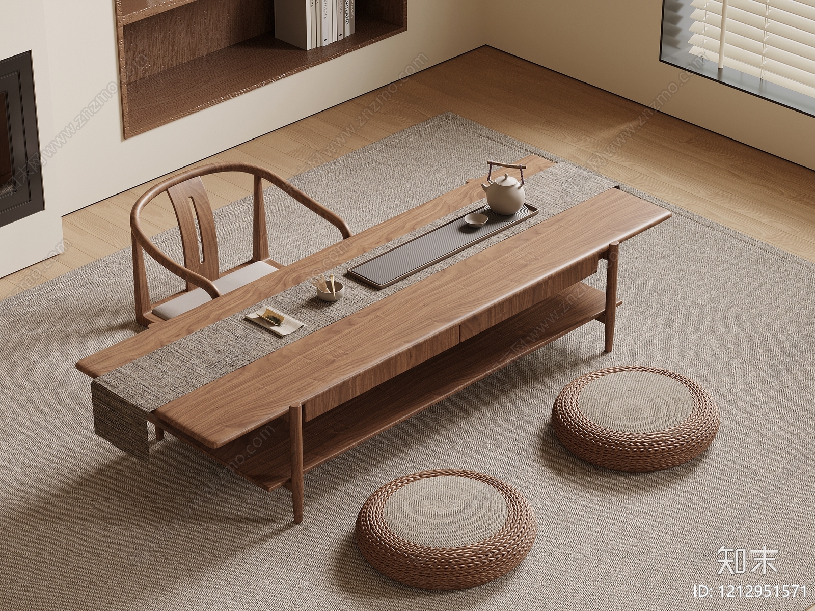 新中式茶桌椅3D模型下载【ID:1212951571】
