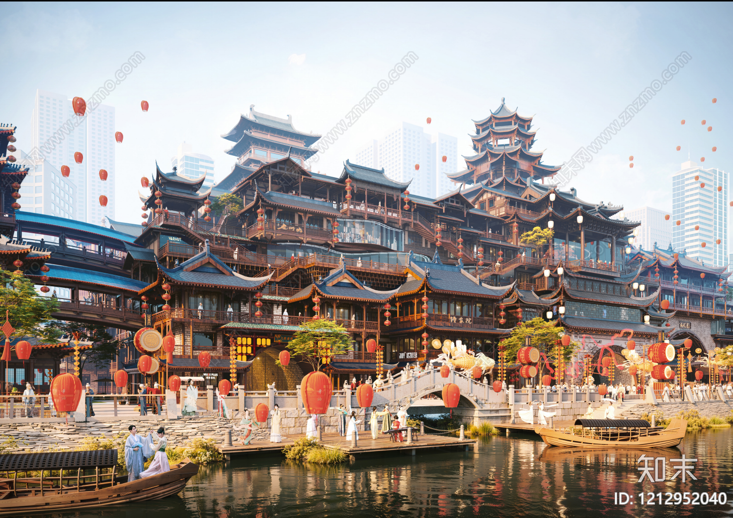 中式商业综合体建筑下载【ID:1212952040】