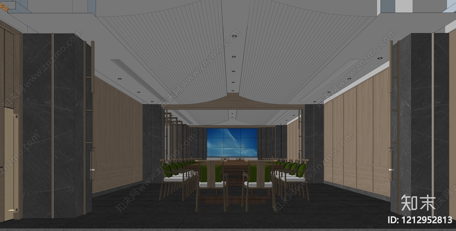 新中式会议室SU模型下载【ID:1212952813】