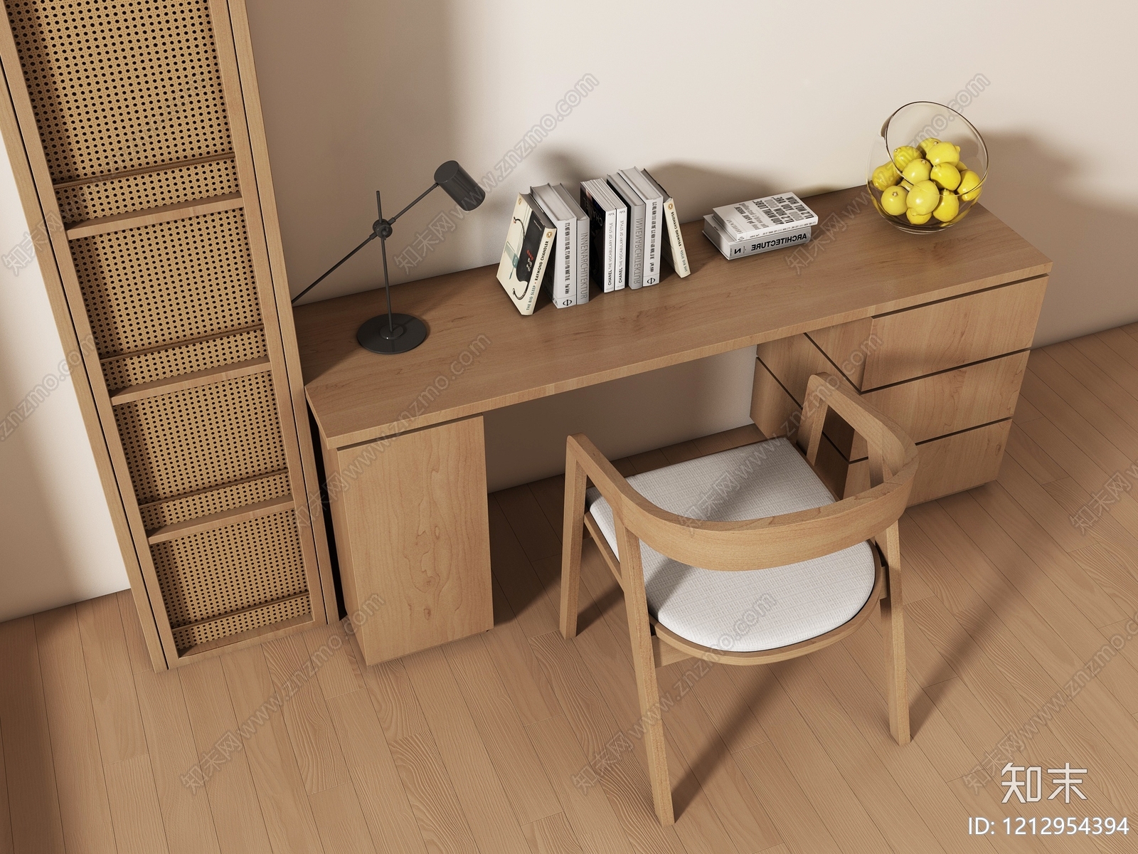 原木风书桌椅3D模型下载【ID:1212954394】